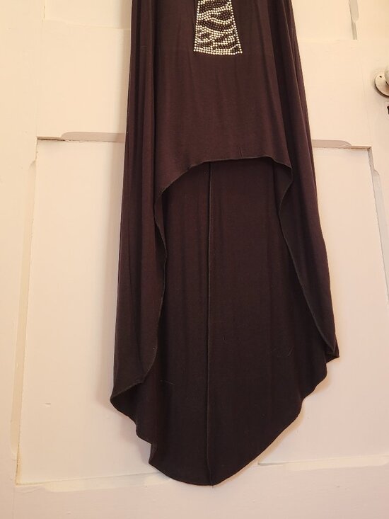 Twik Vintage Black High Low Dress Rhinestone Cross Sleeveless Whimsygoth - Picture 13 of 14